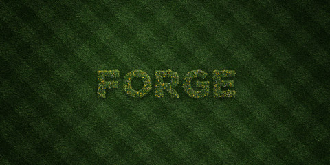 FORGE - fresh Grass letters with flowers and dandelions - 3D rendered royalty free stock image. Can be used for online banner ads and direct mailers..