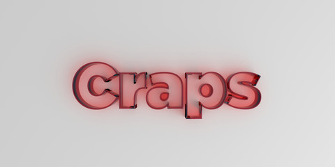 Craps - Red glass text on white background - 3D rendered royalty free stock image.