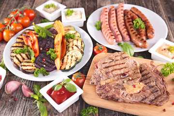 assorted barbecue meat and vegetables