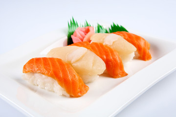 Nigiri Sushi set on a white background