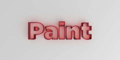Paint - Red glass text on white background - 3D rendered royalty free stock image.