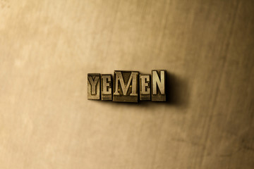 YEMEN - close-up of grungy vintage typeset word on metal backdrop. Royalty free stock illustration.  Can be used for online banner ads and direct mail.