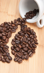picture of coffee beans on wooden background