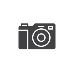 Photo camera icon vector, filled flat sign, solid pictogram isolated on white. Symbol, logo illustration