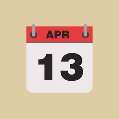 calendar flipping date time day month April simple flat vector illustration application app logo icon