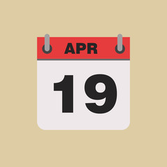 calendar flipping date time day month April simple flat vector illustration application app logo icon