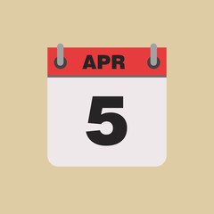 calendar flipping date time day month April simple flat vector illustration application app logo icon