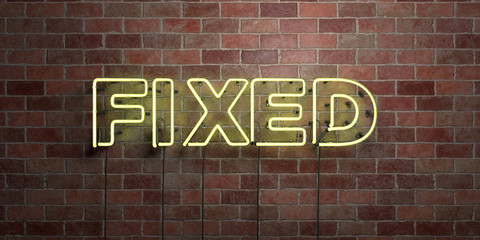 FIXED - fluorescent Neon tube Sign on brickwork - Front view - 3D rendered royalty free stock picture. Can be used for online banner ads and direct mailers..