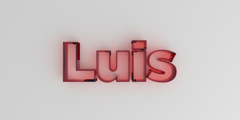 Luis - Red glass text on white background - 3D rendered royalty free stock image.
