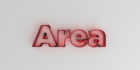 Area - Red glass text on white background - 3D rendered royalty free stock image.