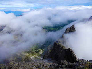 Mountains surrounded by clouds, Lomnicky peak, Slovakia	
