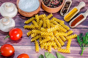 Still life with pasta ingredients