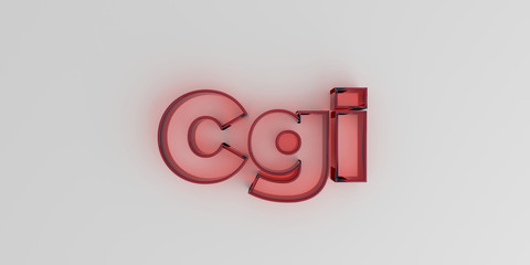 Cgi - Red glass text on white background - 3D rendered royalty free stock image.