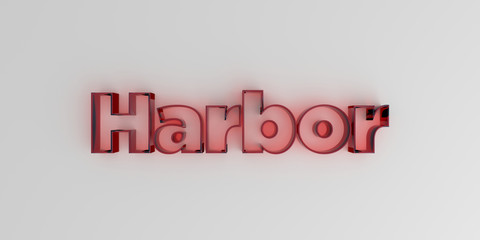 Harbor - Red glass text on white background - 3D rendered royalty free stock image.