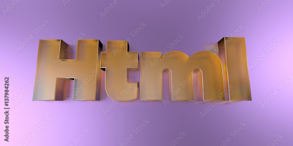 Fototapete html - colorful glass text on vibrant background - 3d rendered royalty free stock image.