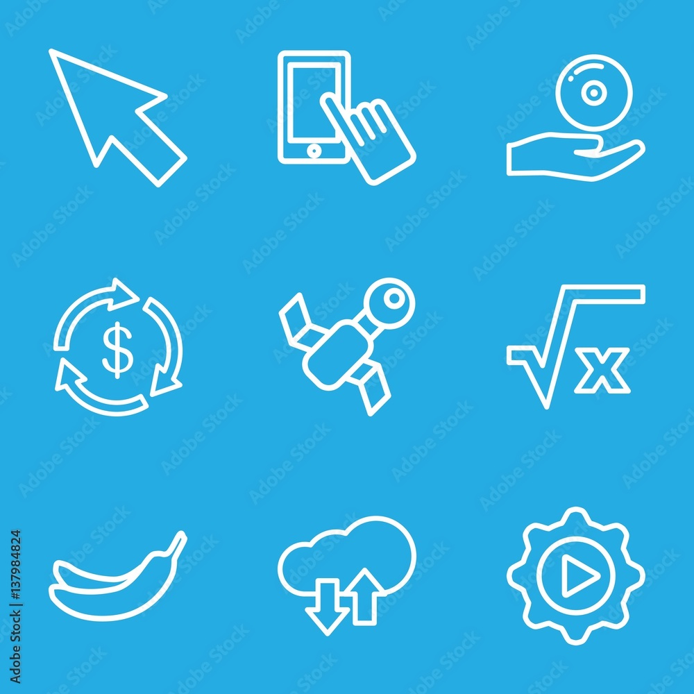 Poster set of 9 app outline icons