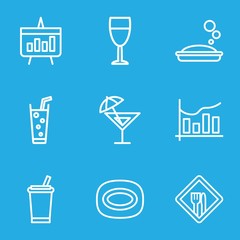 Set of 9 bar outline icons