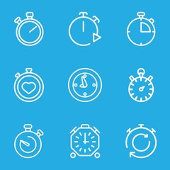 Set of 9 stopwatch outline icons