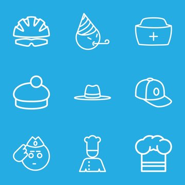 Set of 9 hat outline icons