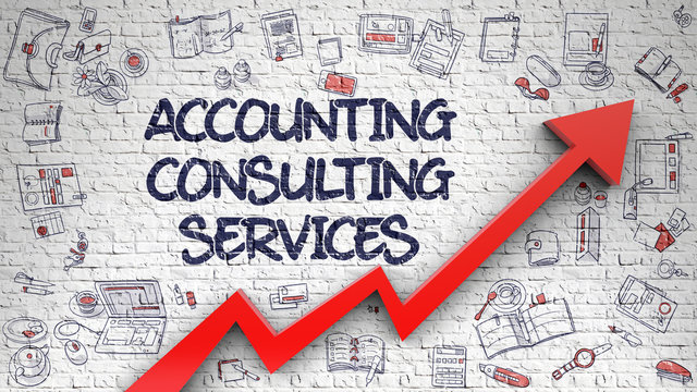 Accounting Consulting Services Drawn on White Brickwall. 