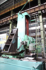Manufacture of water turbines. The huge machine turbine production. Large parts of the plant.