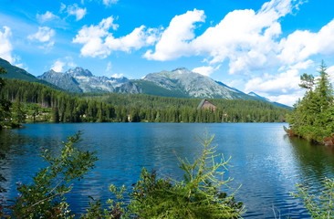 Fototapeta na wymiar Lake Strbske pleso in Tatras mountains.