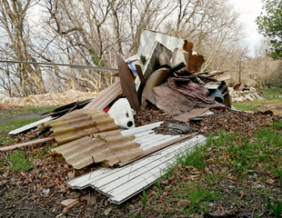Garbage abandoned in a suburban park. 