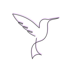 Continuous line bird White one line drawing