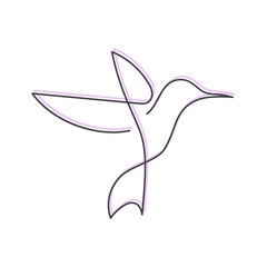 Continuous line bird One line drawing for logo, card, banner