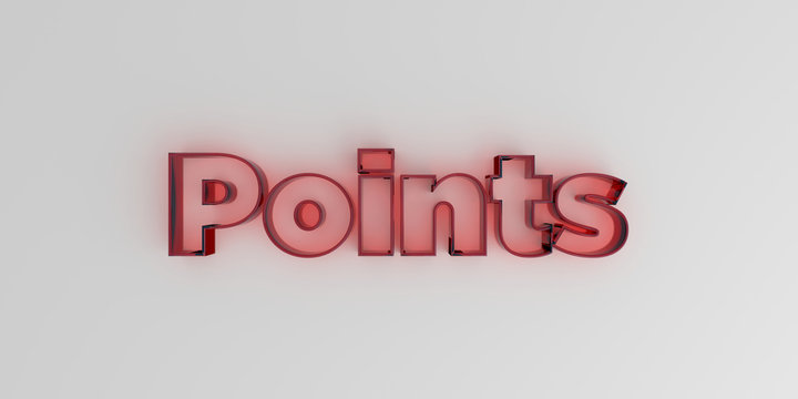 Points - Red glass text on white background - 3D rendered royalty free stock image.