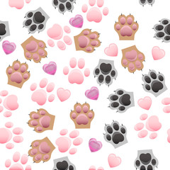 Fototapeta premium cat and dog paw print with claws