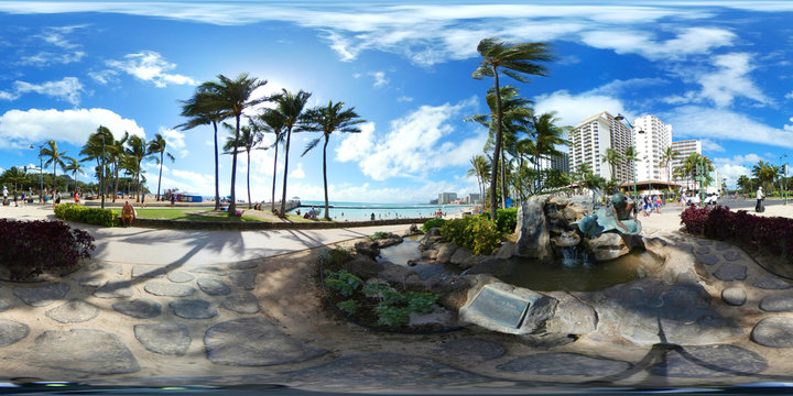 360 vr image of Waikiki Beach Hawaii,USA