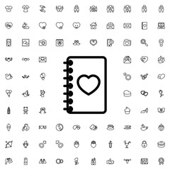 notebook with heart icon illustration