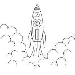 Rocket takes off Concept for new business project start-up