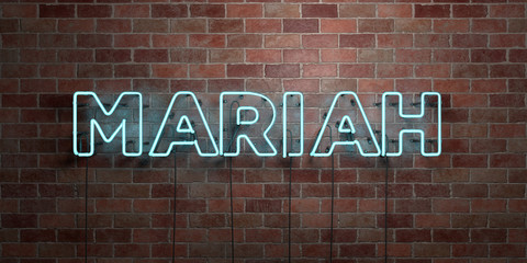 MARIAH - fluorescent Neon tube Sign on brickwork - Front view - 3D rendered royalty free stock picture. Can be used for online banner ads and direct mailers..