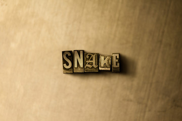 SNAKE - close-up of grungy vintage typeset word on metal backdrop. Royalty free stock illustration.  Can be used for online banner ads and direct mail.