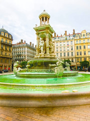 Naklejka premium Fountain at Jacobin's place in Lyon, France