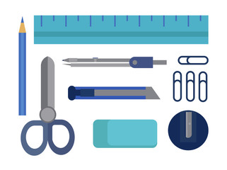 Flat office supplies vector