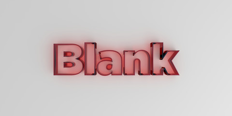 Blank - Red glass text on white background - 3D rendered royalty free stock image.