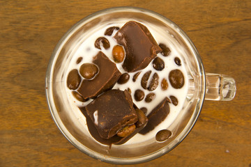 Milk with Chocolate and Coffee Beans