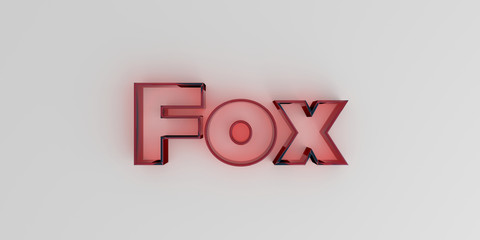 Fox - Red glass text on white background - 3D rendered royalty free stock image.