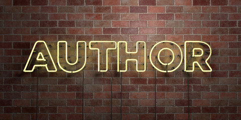 Obraz premium AUTHOR - fluorescent Neon tube Sign on brickwork - Front view - 3D rendered royalty free stock picture. Can be used for online banner ads and direct mailers..