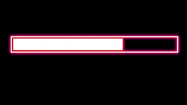 Red loading bar. Black background.