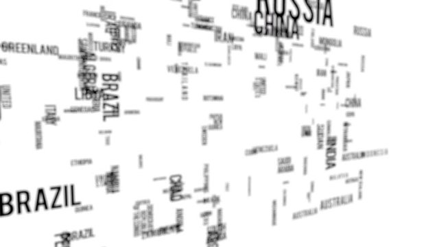 Words cloud of world map with country name typhography 4K resolution  3840x2160