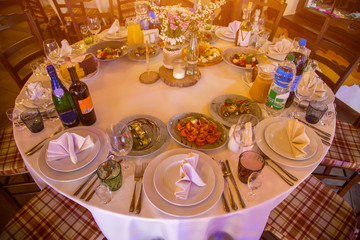 Beautifully decorated table in a romantic setting
