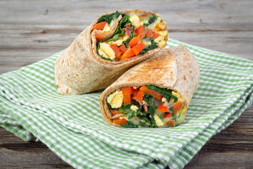 egg and spinash wrap sandwich