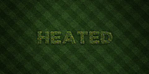 HEATED - fresh Grass letters with flowers and dandelions - 3D rendered royalty free stock image. Can be used for online banner ads and direct mailers..