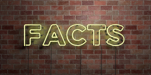 Obraz premium FACTS - fluorescent Neon tube Sign on brickwork - Front view - 3D rendered royalty free stock picture. Can be used for online banner ads and direct mailers..