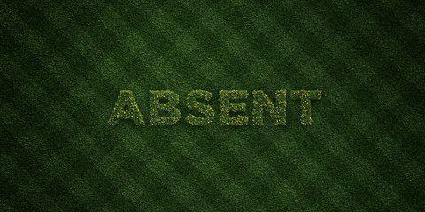 ABSENT - fresh Grass letters with flowers and dandelions - 3D rendered royalty free stock image. Can be used for online banner ads and direct mailers..