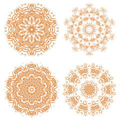 Orange Ornamental Line Pattern. Endless Texture. Oriental Geometric Ornament